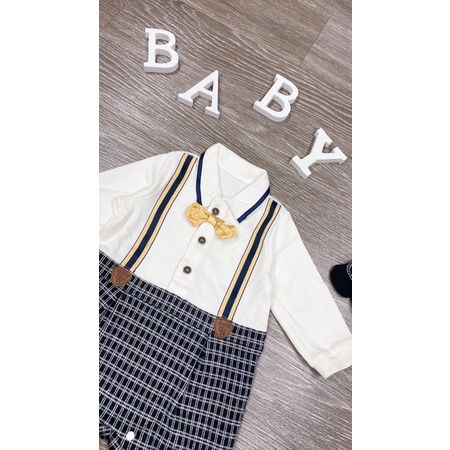 Body công tử cổ nơ quần kẻ Vlinder sz 3-24M