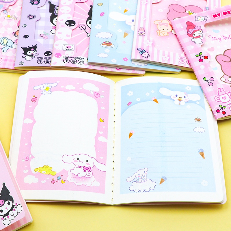 Sổ Tay Khổ A6 Họa Tiết Hoạt Hình Kuromi My Melody Cinnamoroll Kitty Dễ Thương Cho Học Sinh