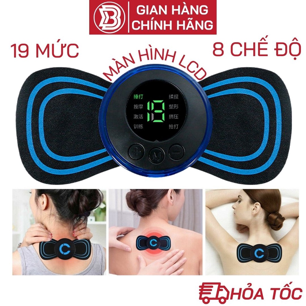 Miếng Massage Xung Điện Cổ Vai Gáy, Bắp Tay, Lưng Bằng Sung Điện Giảm Đau Nhức Hiệu Qủa -Máy Mat xa Toàn Thân 10 Chế Độ