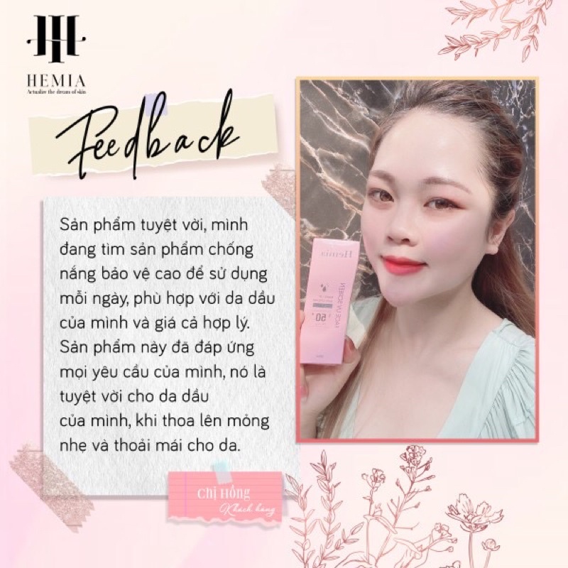 Kem Chống Nắng Hemia Hàn Quốc, Dưỡng Trắng Make Up Bảo Vệ Da, Chống Lão Hóa, Kiềm Dầu Tốt, Phù Hợp Mọi Loại Da SPF 50+