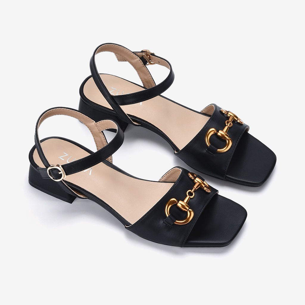 Giày sandal cao gót Zucia khóa kim loại mạ vàng gót trụ cao 4cm - STH37