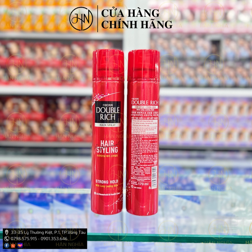 Gôm, Keo xịt tóc Double Rich Hair Styling Strong Hold 170ml loại cứng tóc tạo kiểu tóc nam và nữ dụng cụ làm tóc salon