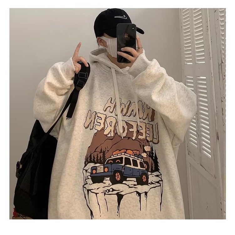 Áo Hoodie Dáng Rộng In Họa Tiết Hoạt Hình Giáng Sinh Màu Xanh Lá Thời Trang Thu Đông Cho Nam Và Nữ Size M-5XL