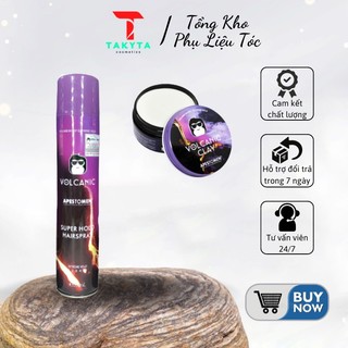 Combo gôm xịt tóc + sáp vuốt tóc Volcanic