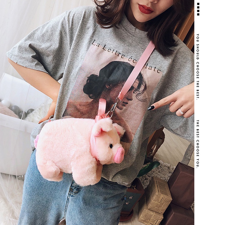 Túi xách nữ heo hồng cực đáng yêu mềm mịn lạ mắt Capucha T242