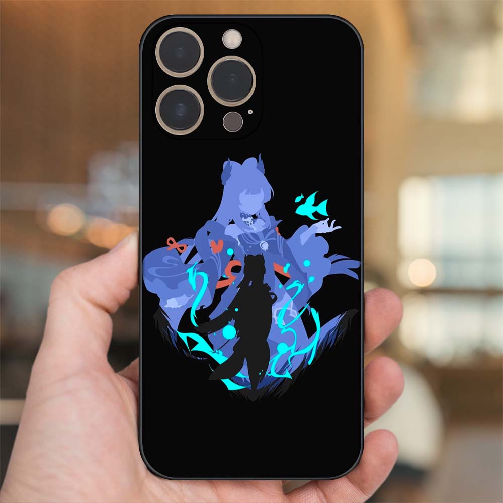 Ốp lưng iPhone 14 Pro dẻo đen cạnh vuông in hình Sangonomiya Kokomi Genshin Impact