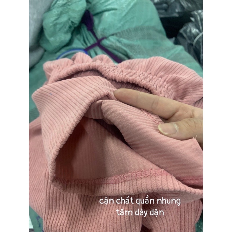 Set Bộ Nỉ Thu Đông Foruyes, áo nỉ Sweater tay bồng kèm quần suông nhung tăm hồng