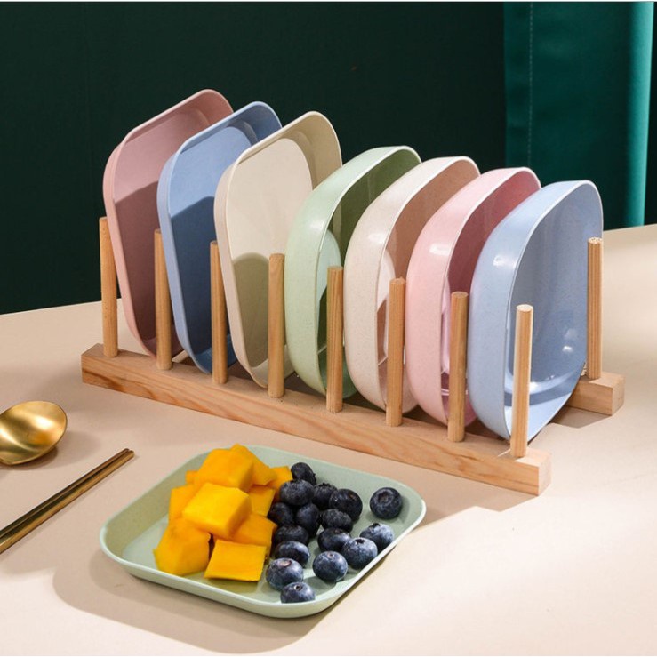 Khay đĩa nhựa vuông đựng thức ăn hoa quả trái cây tiện dụng, Khay ăn dặm cho bé hình vuông set 8 cái Shopmegold1