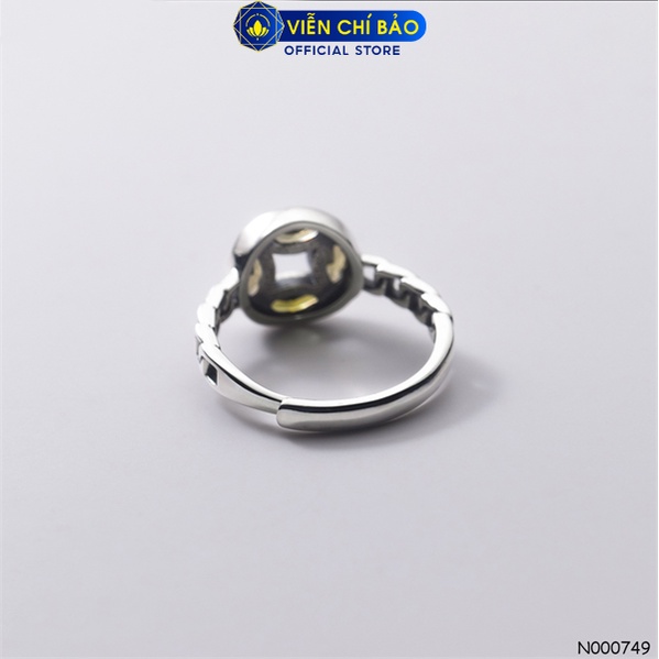 Nhẫn đồng xu đính đá chất liệu bạc Thái 925 thời trang phụ kiện trang sức nữ Viễn Chí Bảo N000749