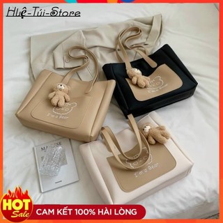 Túi xách nữ túi đeo vai tote size to đựng vừa a4 tặng kèm móc gấu thời trang công sở h44