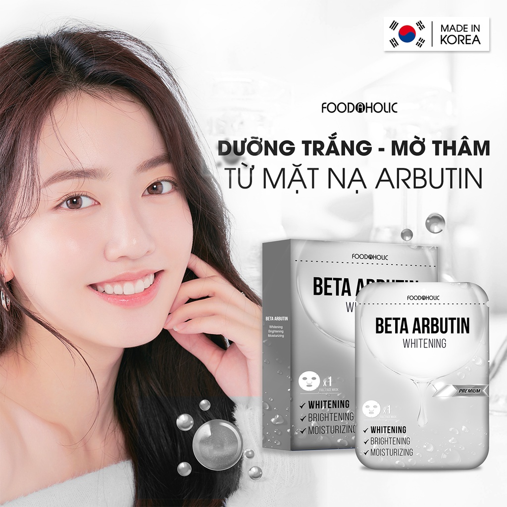 Combo 5 Mặt Nạ Beta Arbutin Dưỡng Trắng, Làm Đều Màu Da Foodaholic Beta Arbutin Whitening Mask 23ml