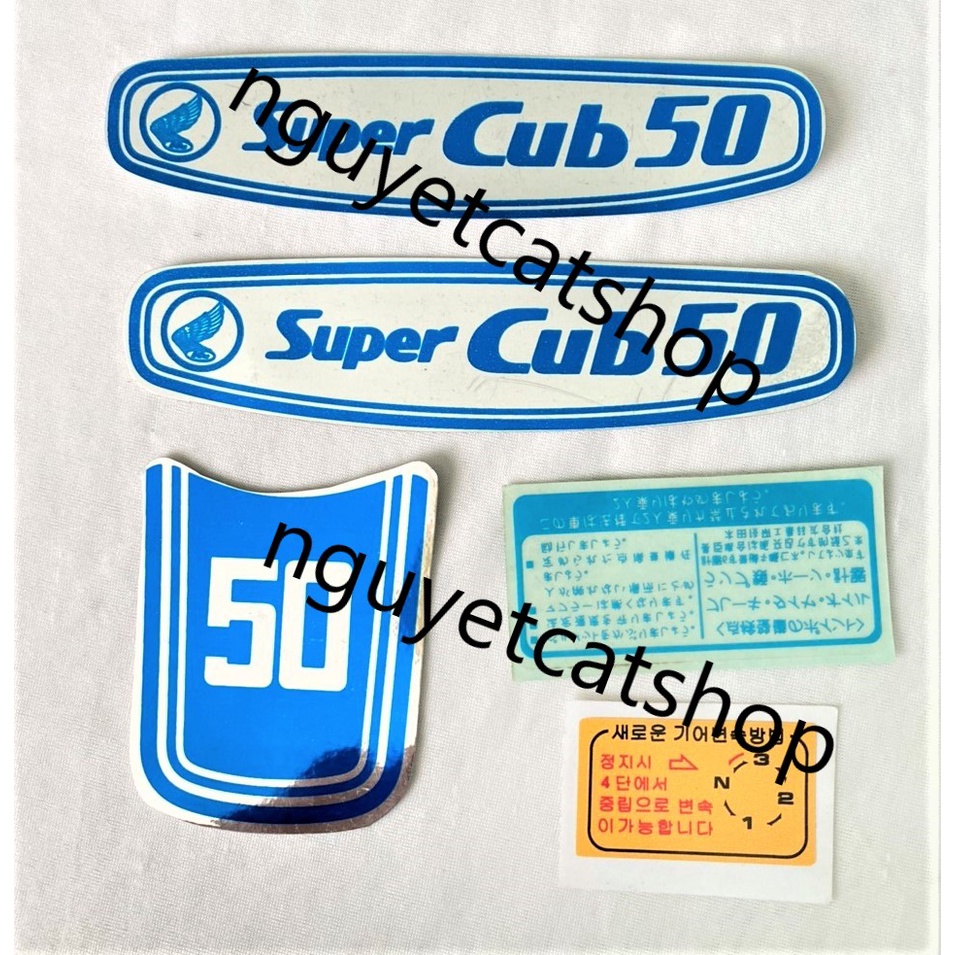 Tem super cub dán xe 78/50 màu xanh