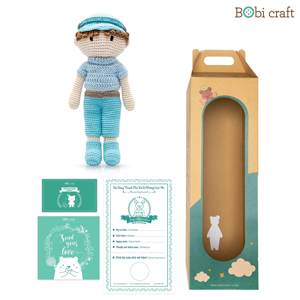 Búp bê Tom Bobi Craft - Đồ chơi an toàn cho bé tiêu chuẩn Châu Âu EN71