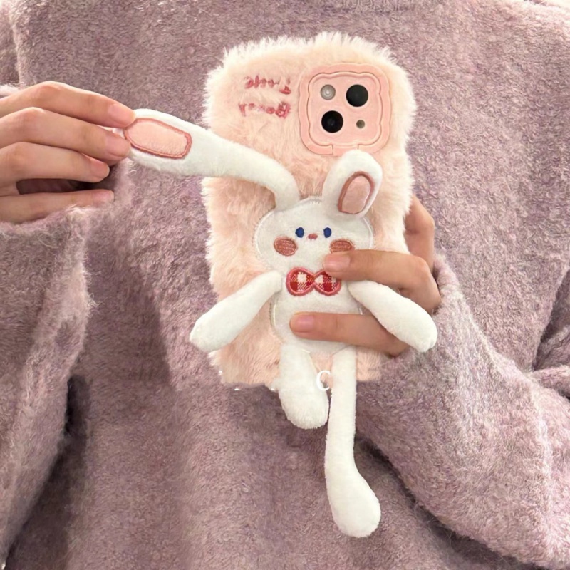 Ốp Điện Thoại Hình Thỏ Bông Có Giá Đỡ Cho iPhone 14 Pro Max 13 12 11 Pro Max