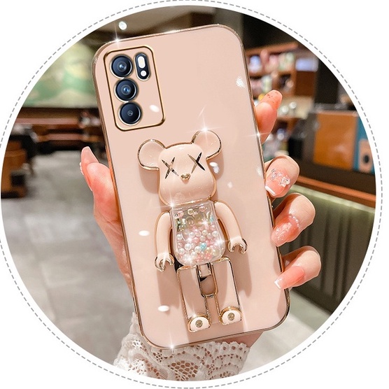 Ốp lưng Oppo Reno4 Reno5 Reno 6 Reno6 Z 5g A16 A16k ốp điện thoại giá đỡ Bear Brick