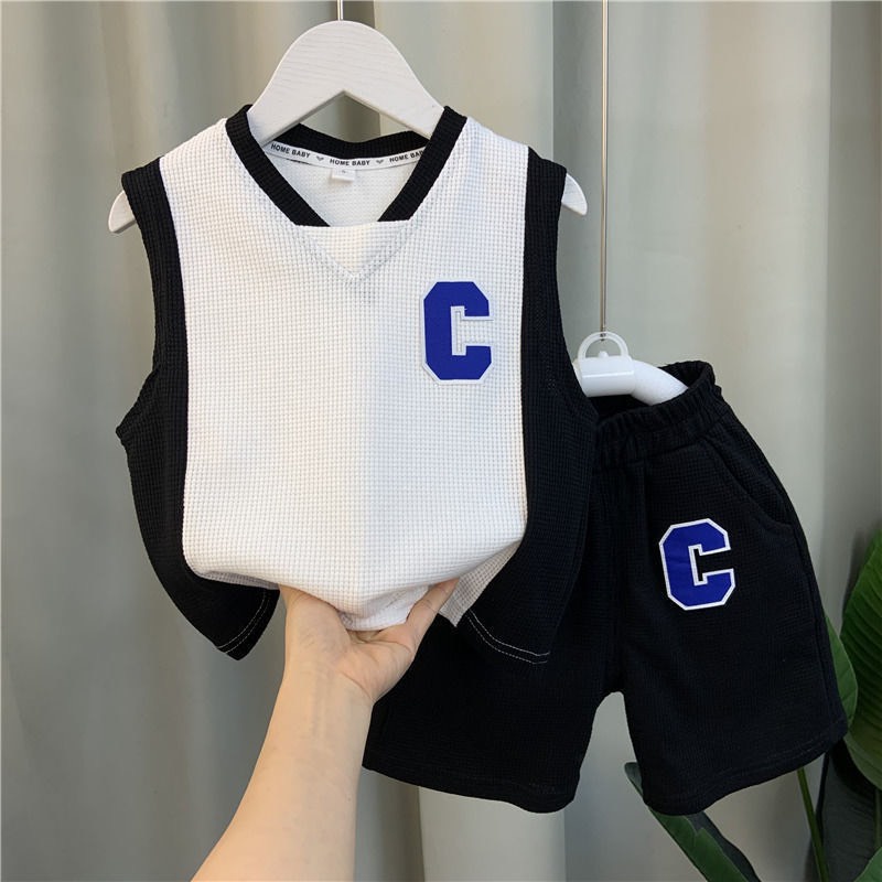 Sét Đồ Thể Thao Bé Trai Bé Gái Áo Sát Nách Phối Quần Short Chất Vải Thun Thoáng Mát , Đồ Bộ Bé Trai Mùa Hè Phong Cách