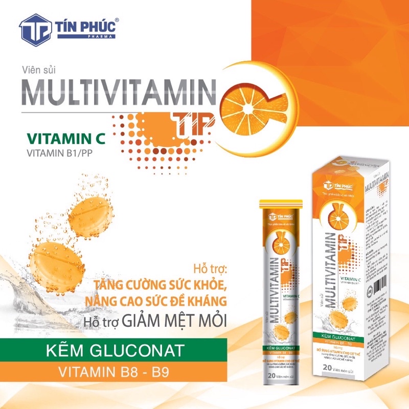 Viên sủi MULTIVITAMIN TIP  có chức năng hỗ trợ tăng cường sức khỏe, nâng cao sức đề kháng, hỗ trợ giảm mệt mỏi