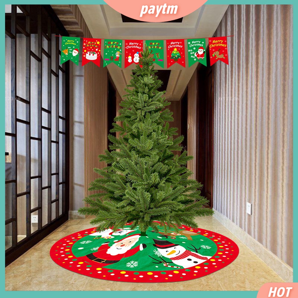 [PTM] Tấm Lót Trang Trí Cây Thông Noel Hình Tròn Bằng Vải Flannel