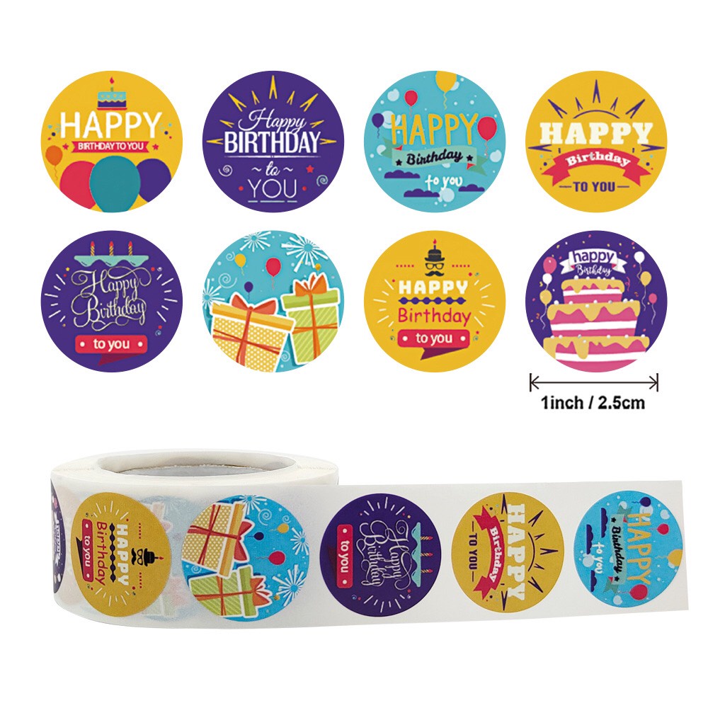 500 Sticker nhãn dán decal sticker kraft dễ thương THANK YOU/ Giáng Sinh/ Birthday