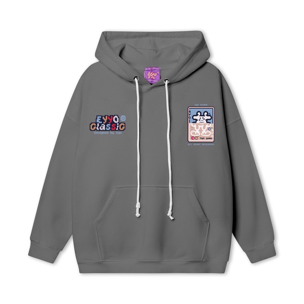 Áo Hoodie 8YO cao cấp Retro Classic, Chất nỉ bông mũ 2 lớp dày dặn