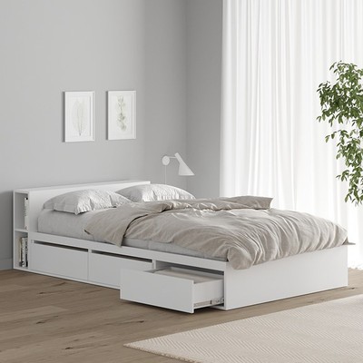 TINTO, Giường ngủ kết hợp kệ đầu Giường ngủ BED_017, 221x60cm, Giường ngủ gỗ Scandi Home