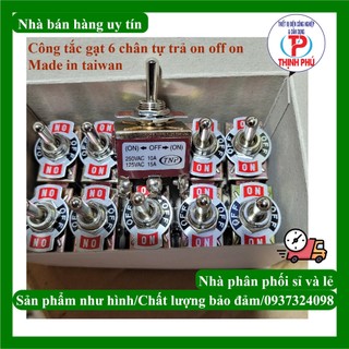 Công tắc gạt sắt 6 chân tự trả 3 vị trí on off on , gạt sắt 3 chân tự trả made in taiwan