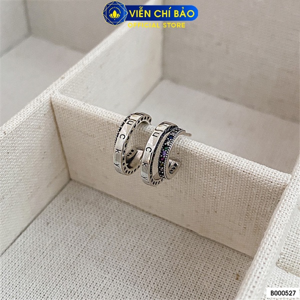 Bông tai Lucky cá tính chất liệu bạc Thái 925 thời trang phụ kiện trang sức nữ Viễn Chí Bảo B000527