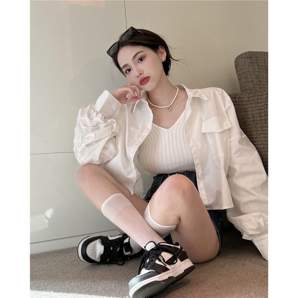 Áo Sơ Mi Ngắn / Dài Tay Dáng Rộng Phong Cách Phương Tây Thời Trang Mùa Hè Dành Cho Nữ