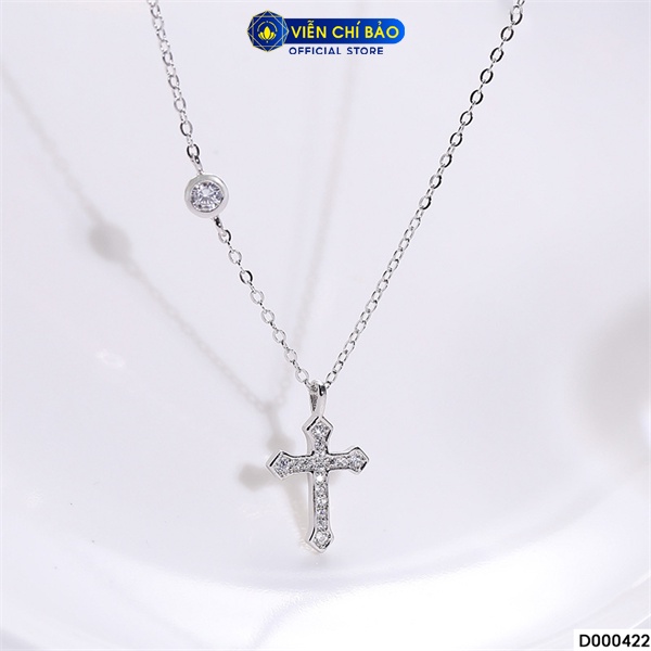 Dây chuyền bạc nữ thánh giá đính đá chất liệu bạc 925 thời trang phụ kiện trang sức Viễn Chí Bảo D000422