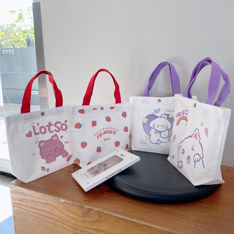 Túi Xách Canvas Họa Tiết Hoạt Hình Phong Cách Trung Hoa