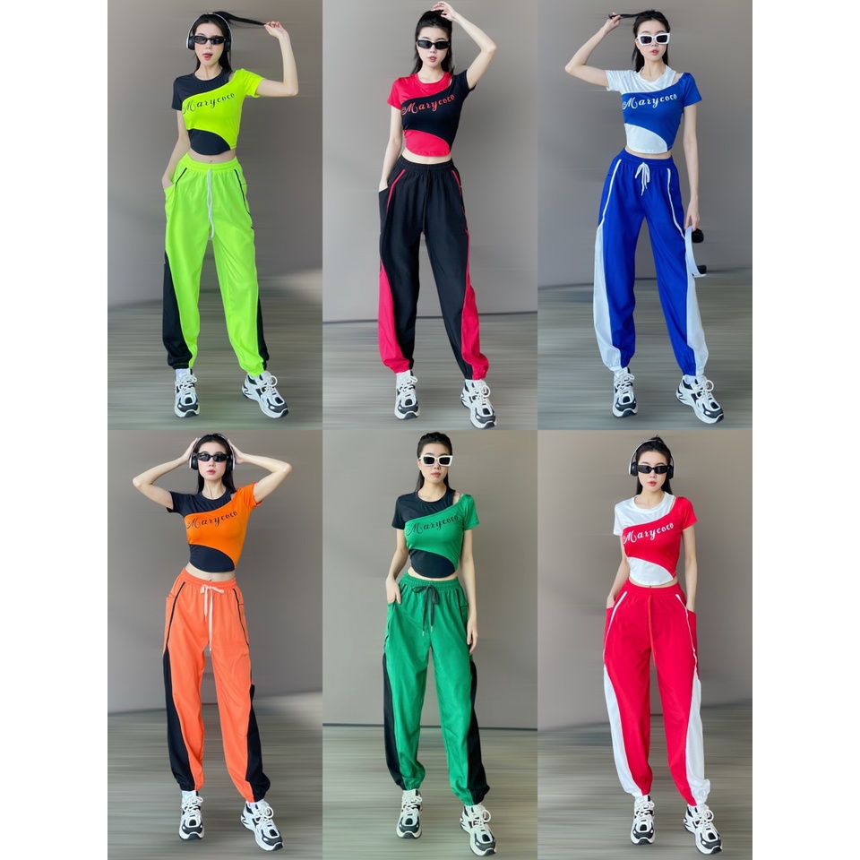 Bộ tập Marycoco thể thao áo croptop quần jogger siêu xịn tập gym yoga zumba aerobic biểu diễn nữ Lulushop