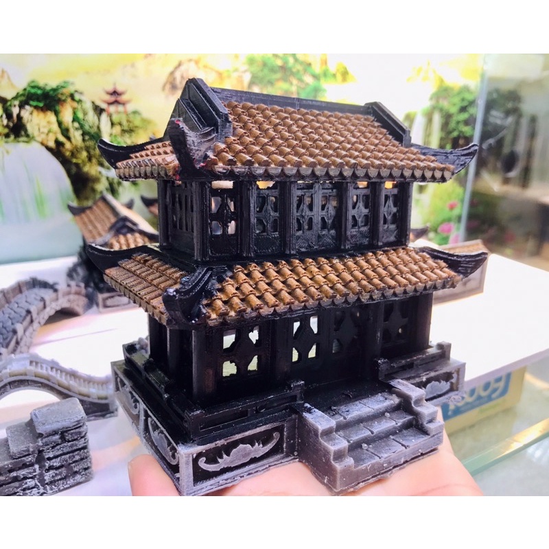 Nhà tiểu cảnh phối màu cam đất độc đáo