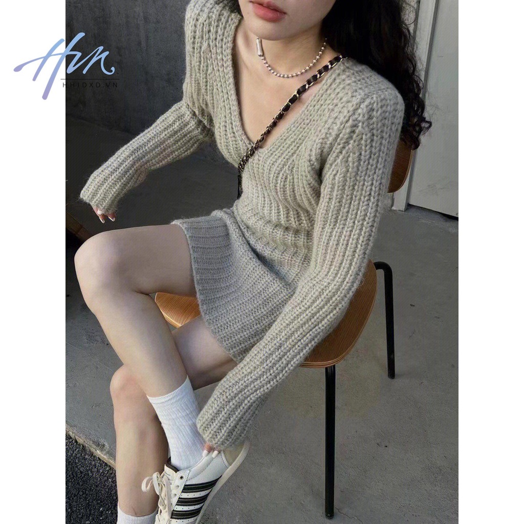 Đầm Dệt Kim Dáng Ôm Màu Trơn Thời Trang Thu Đông Dành Cho Nữ