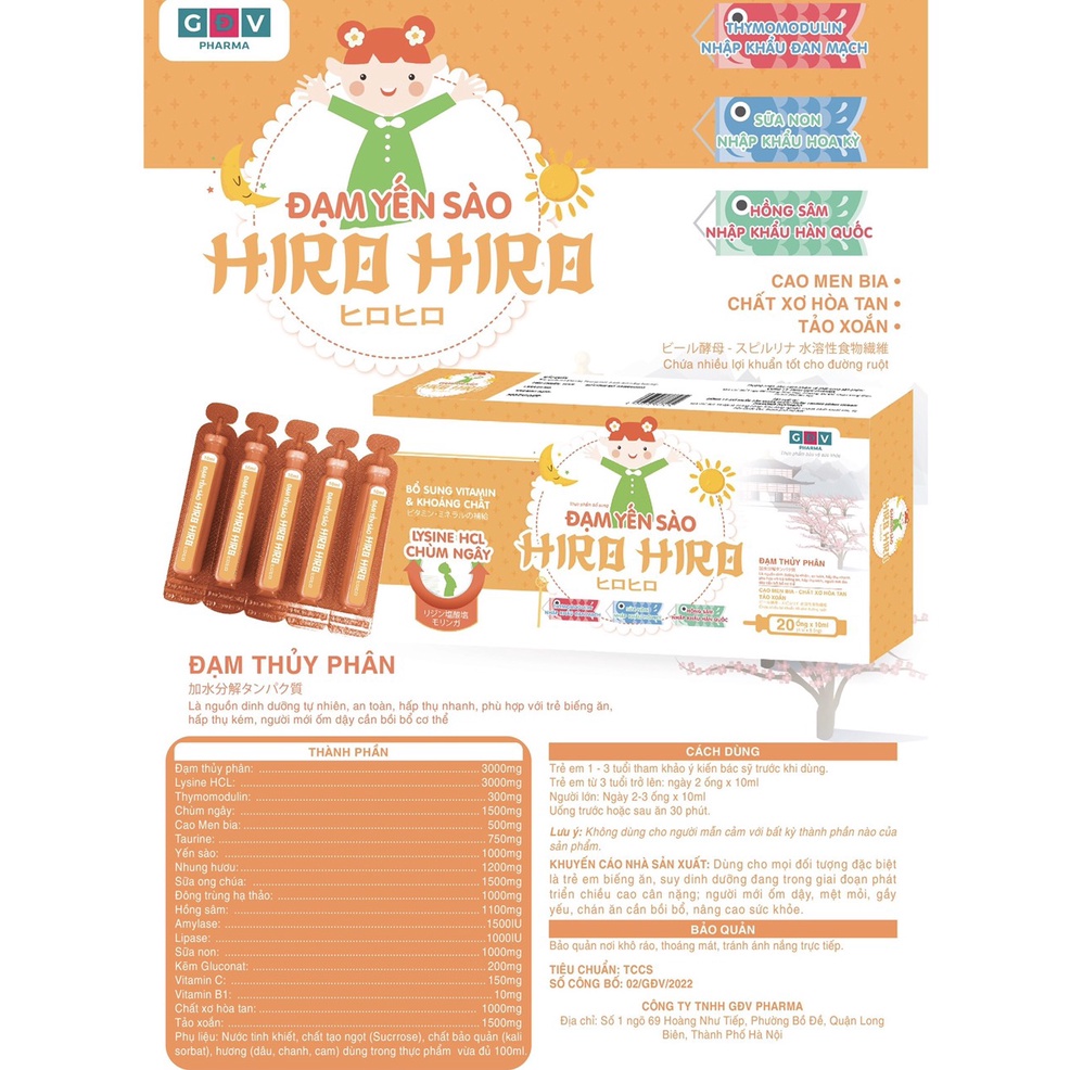 ĐẠM THỦY PHÂN - ĐẠM YẾN SÀO dùng cho trẻ em biếng ăn, suy dinh dưỡng đang trong giai đoạn phát triển chiều cao cân nặng