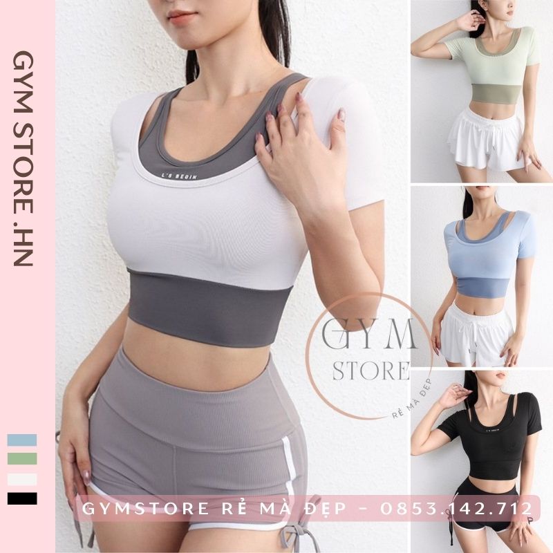 Áo Thun Ôm Body Croptop Tay Ngắn 𝐂𝐎́ 𝐌𝐔́𝐓 Thể Thao Nữ Tập Gym Yoga Thun Poly Siêu Thoáng Mát Tôn Dáng GYMSTORE 833