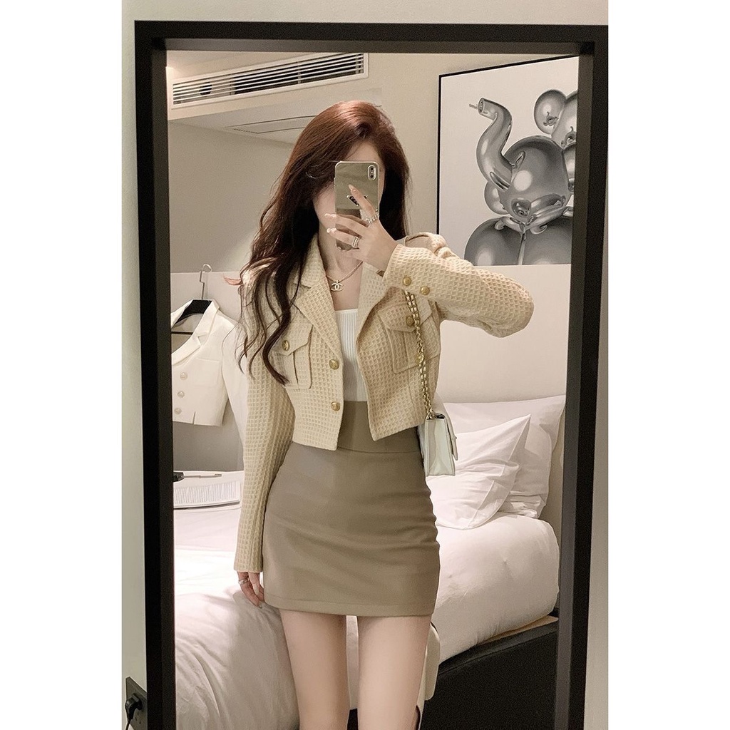 Set Áo Khoác Cardigan Dài Tay Và Chân Váy Phong Cách Thanh Lịch Dành Cho Nữ