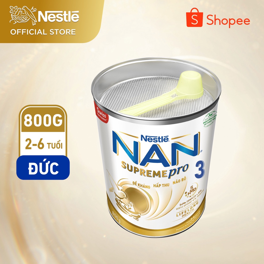 Sữa Bột Nestlé NAN SupremePro 3 với 5HMO giúp tăng đề kháng, đạm Gentle Optipro giúp dễ hấp thu & ngừa nguy cơ dị ứng