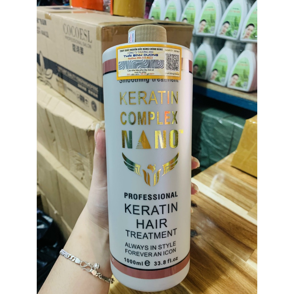 Keratin Complex Nano Nâu 1000ml chuyên phục hồi tóc hư tổn nặng