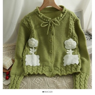 Áo len croptop thắt nơ kèm túi nhỏ
