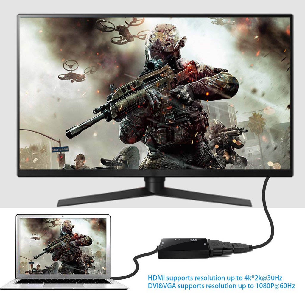 Cáp ChuyểN ĐổI DisplayPort Sang HDMI 4K DVI VGA 3 Trong 1 Cho MàN HìNh MáY ChiếU HDTV