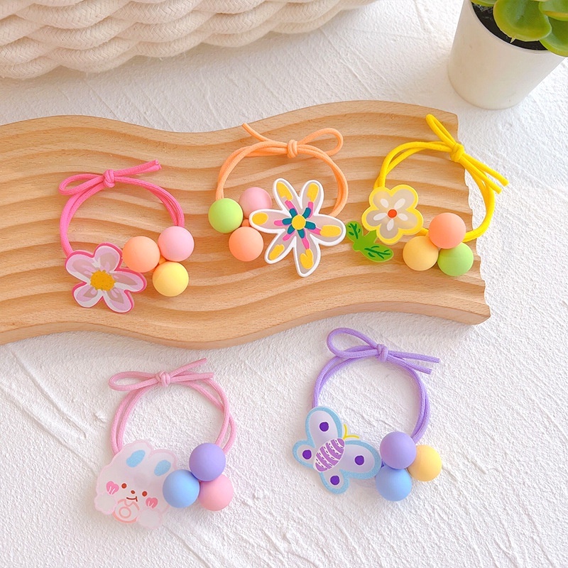 Dây Buộc Tóc Cao Su Co Giãn Hình Hoa Hoạt Hình Dễ Thương Cho Bé Gái