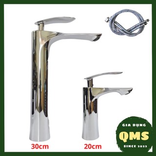 Vòi lavabo, chậu rửa mặt nóng lạnh bằng inox tay cầm lá liễu cao cấp 20cm/30cm kèm dây