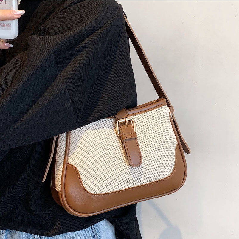 Túi kẹp nách, túi xách nữ đeo chéo, đeo vai phong cách retro bằng vải canvas trẻ trung M14 201