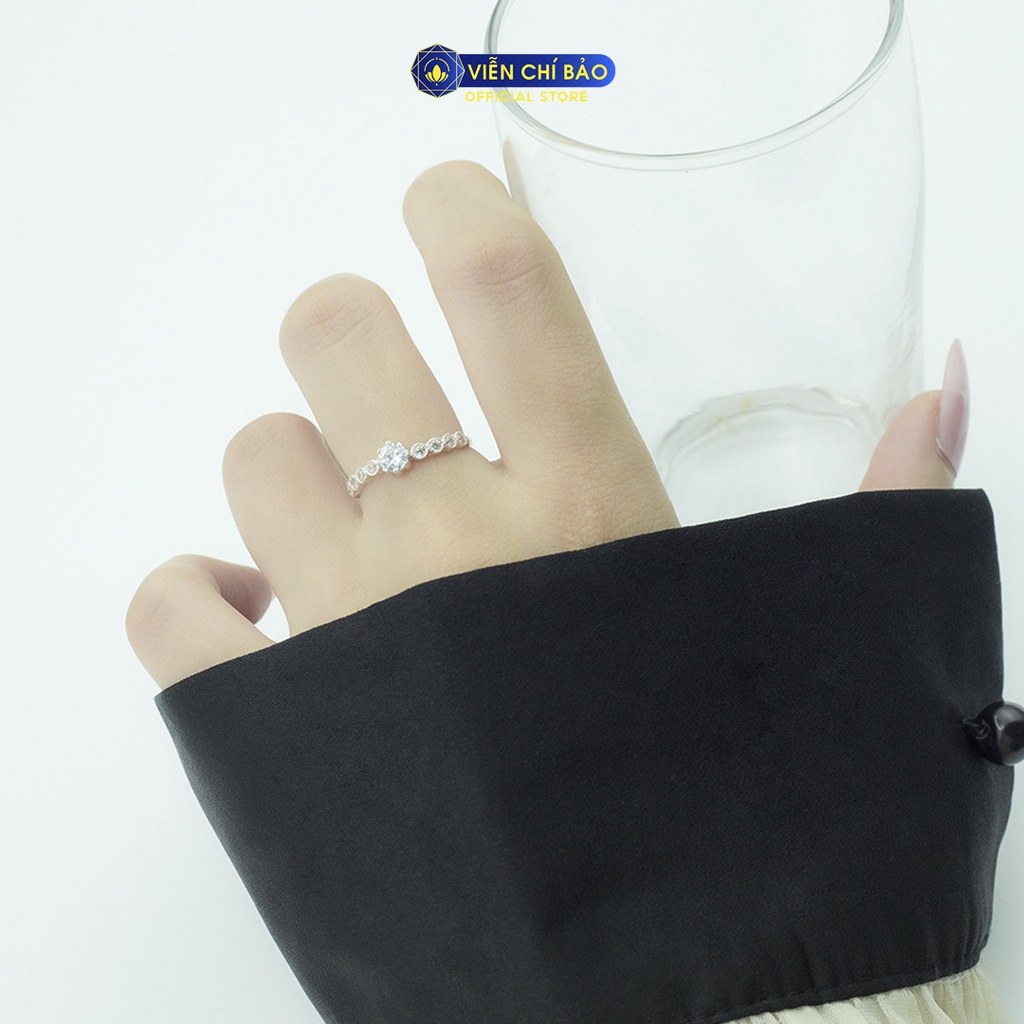 Nhẫn bạc nữ viền đá trắng chất liệu bạc 925 thời trang phụ kiện trang sức nữ thương hiệu Viễn Chí Bảo N400211