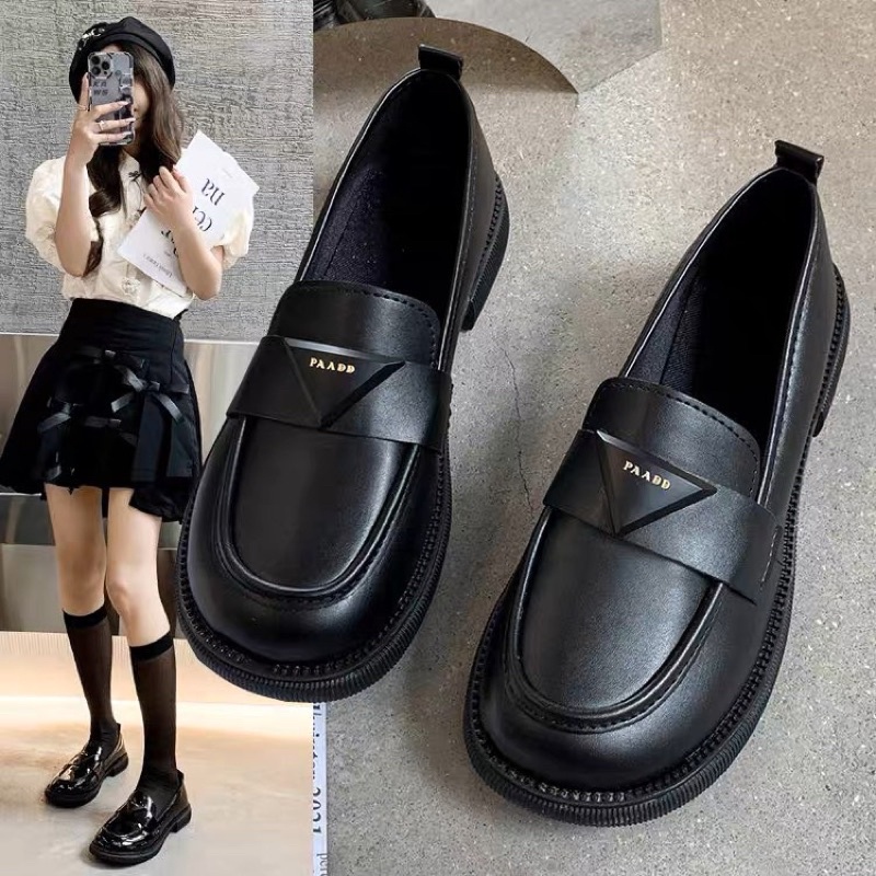 Giày Lười Da Đế Dày Màu Đen Phong Cách Anh Quốc Cổ Điển( LÙI 1 SiZE )
