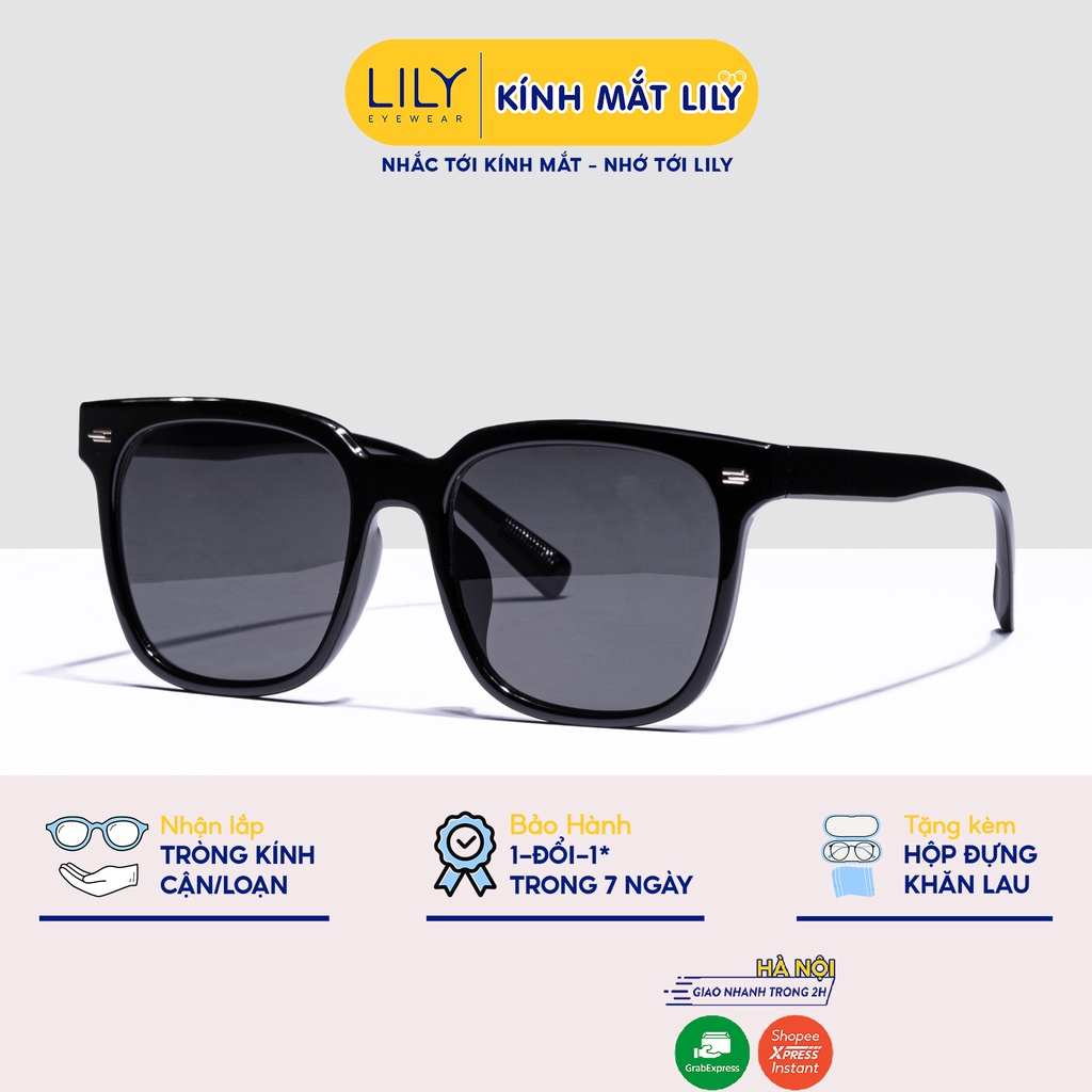 Kính mát nam nữ LILYEYEWEAR mắt vuông to chống UV400 chống bụi đi đường màu sắc thời trang Hè KC317