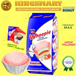 Bánh CupCake Socola phủ Kem Dâu nhân Kẹo Dẻo Marshmallow - Túi 12 cái - Chính hãng Whoopie