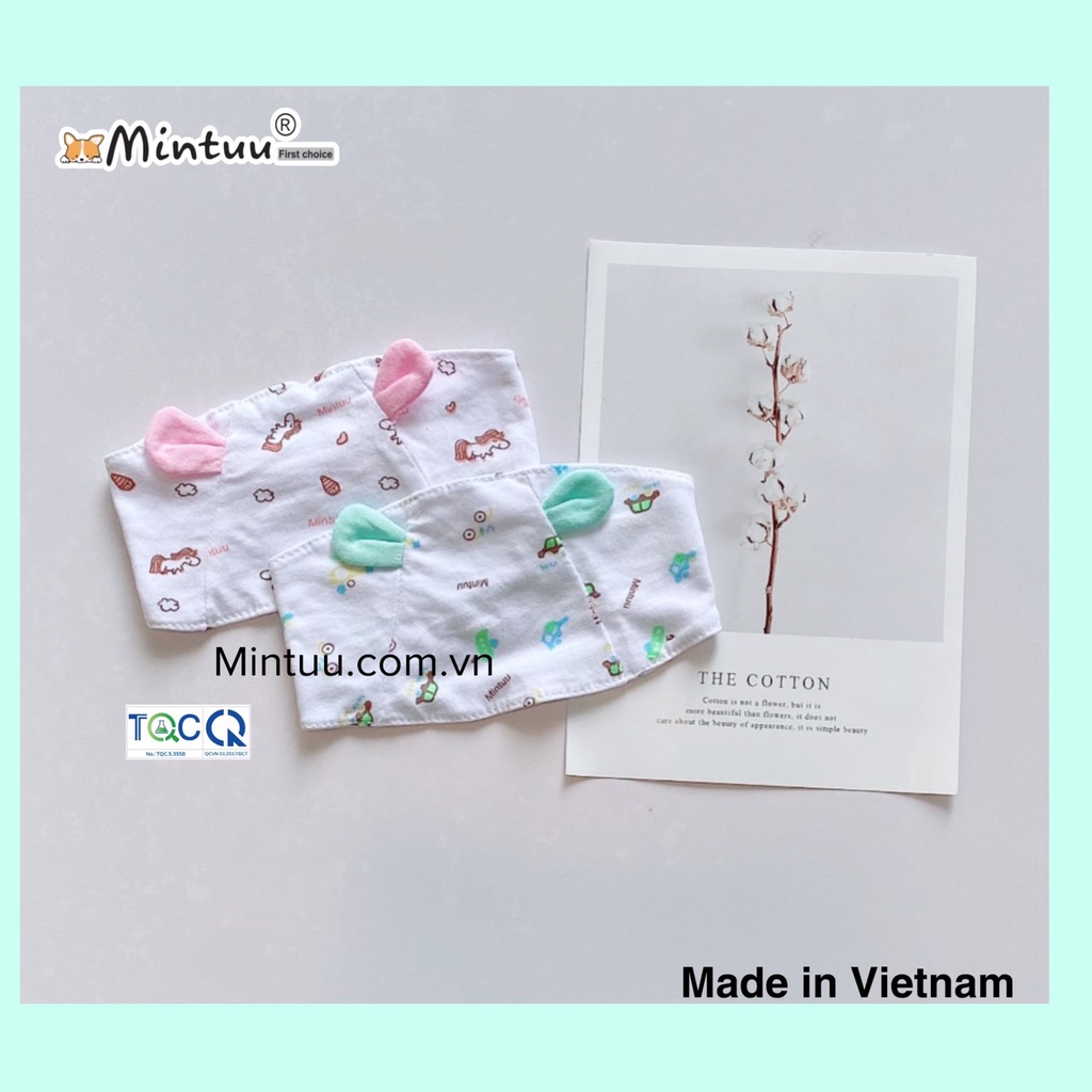 Set 2 Che thóp cho bé sơ sinh tai thỏ, thương hiệu MINTUU, chất liệu vải 100% cotton cao cấp