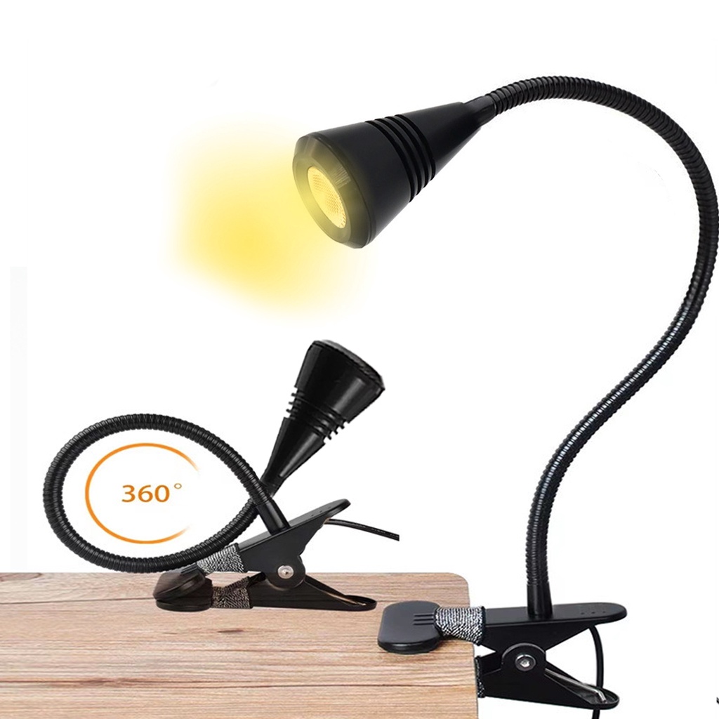 Đèn Led đọc sách kẹp bàn đầu giường Đa năng, Ánh sáng chiếu rọi điểm màu vàng, tích hợp đèn Soi tranh trang trí