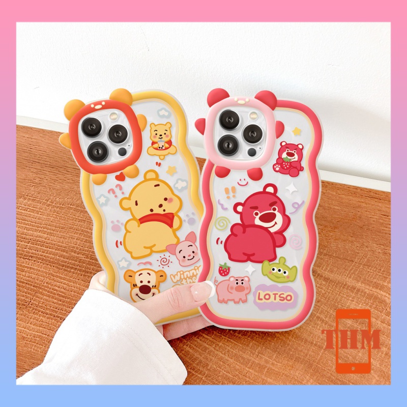 Ốp lưng iphone Winnie the Pooh gấu dâu tây Hình sóng Cho Iphone 6 / 6S / 6splus / se / 7 / 7plus / 8 / 8plus / X / xs / xsmax / 11 / 12 / 13 / 14 / Plus / pro / pro max-5056